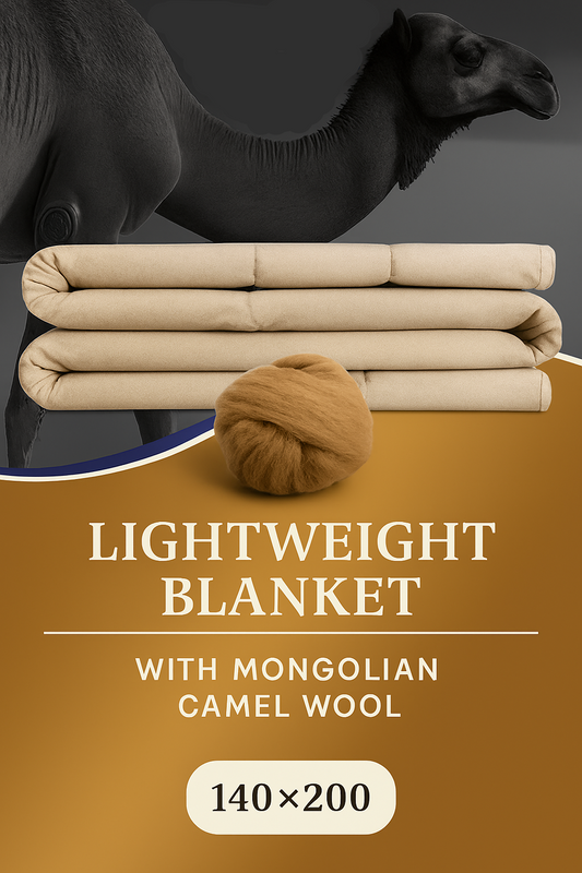 CamelWool blanket made from 100% Mongolian camel wool – hypoallergenic, warm, breathable
