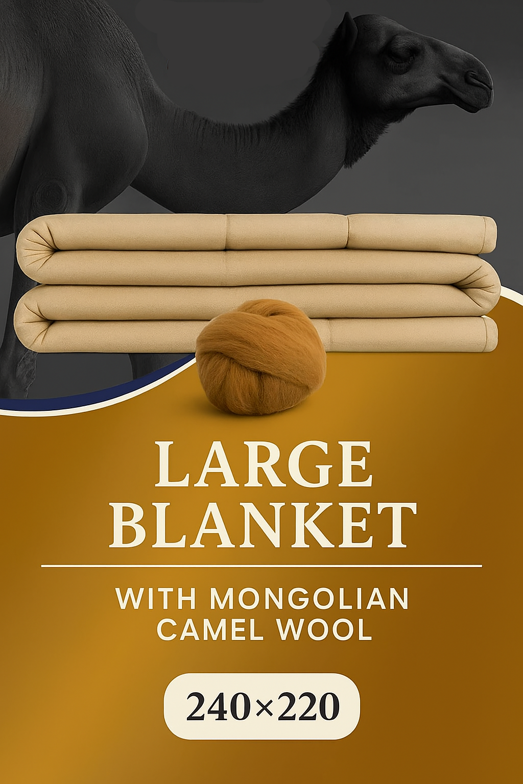 CamelWool blanket made from 100% Mongolian camel wool – hypoallergenic, warm, breathable


