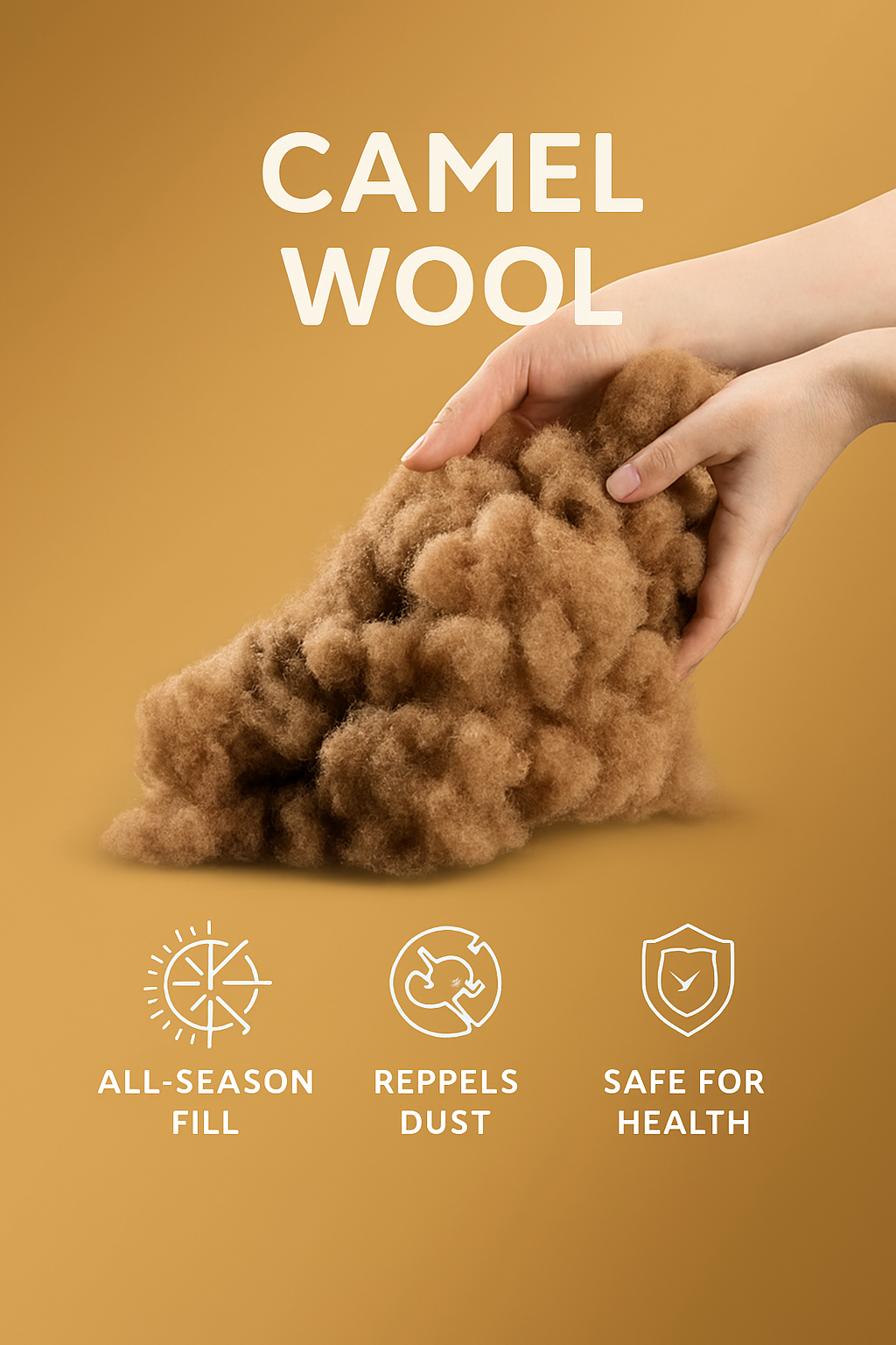 CamelWool blanket made from 100% Mongolian camel wool – hypoallergenic, warm, breathable

